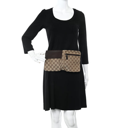 Gucci GG Monogram Double Pocket Belt Bag Dark Brown 2 of 10