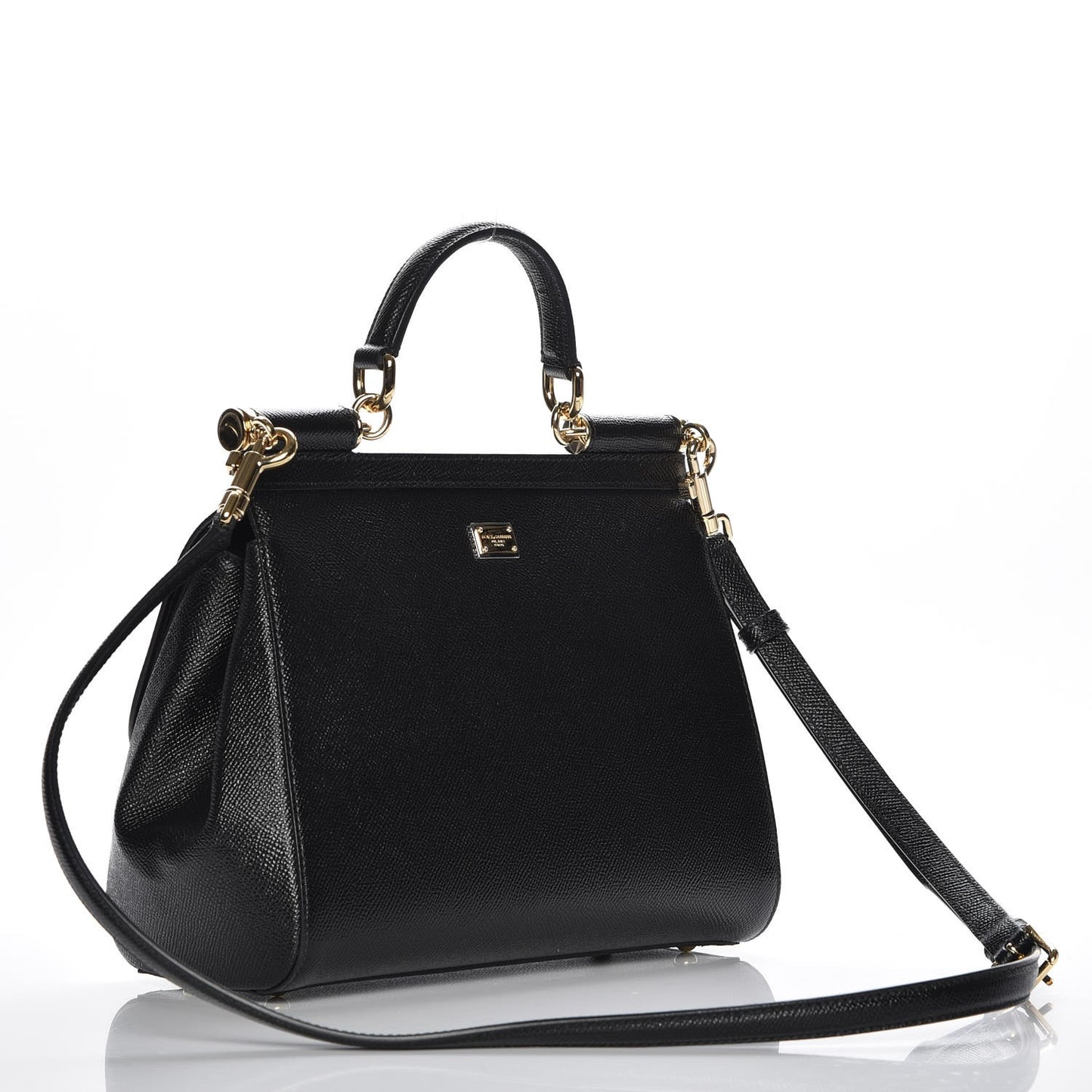 Dauphine Medium DG Family Patch Miss Sicily Satchel Black