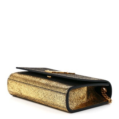 Saint Laurent Metallic Calfskin Small Classic Monogram Kate Satchel Oro 9 of 11