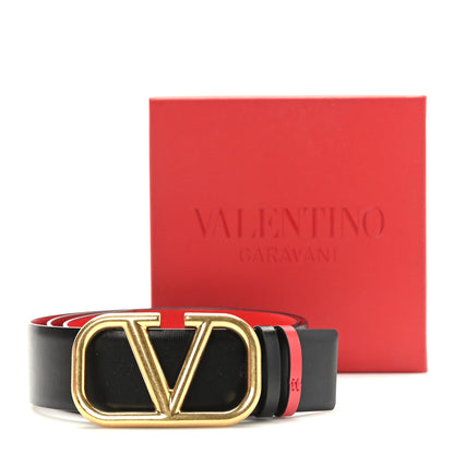 Valentino Garavani Glossy Calfskin 40mm VLogo Reversible Belt 90 36 Black Rouge Pur 6 of 6