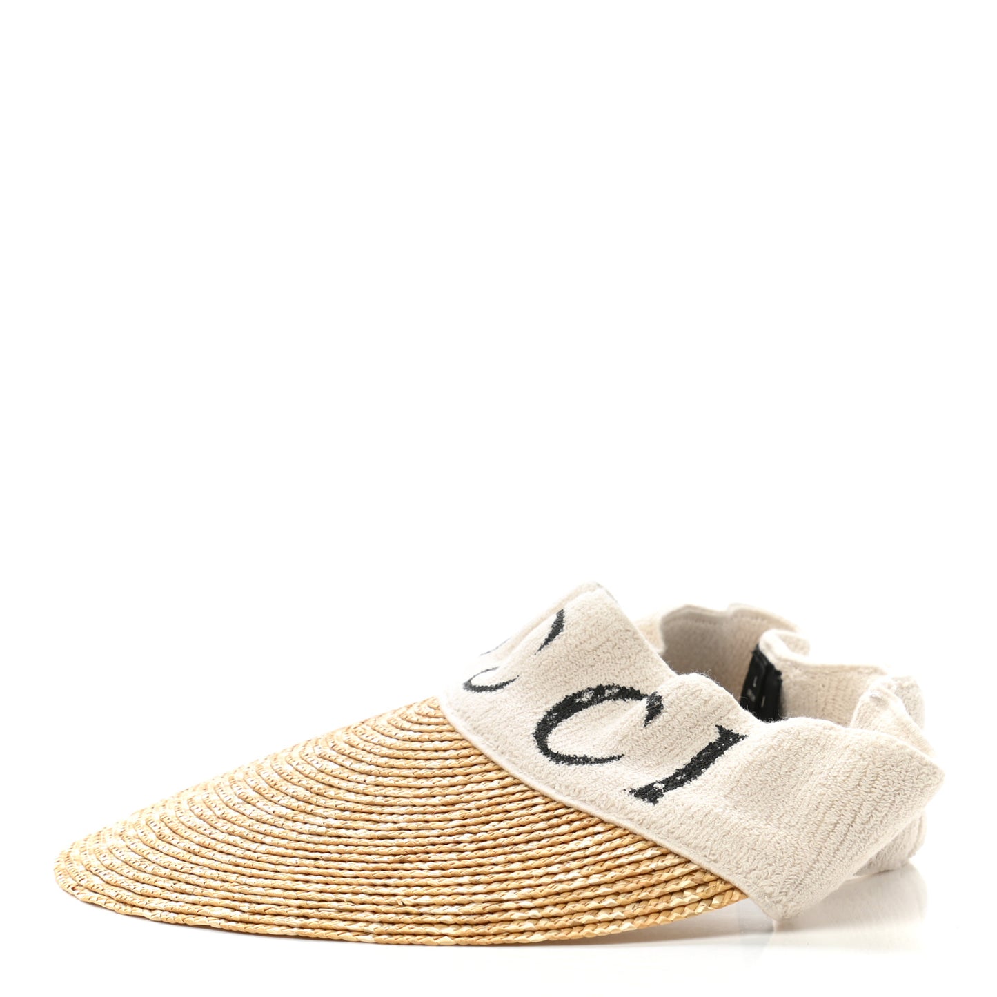 Raffia Logo Visor L Ivory Black