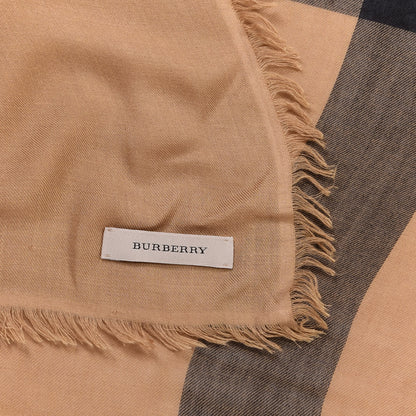 Burberry Modal Wool Overdyed Chambray Check Square Scarf Camel 3 of 3