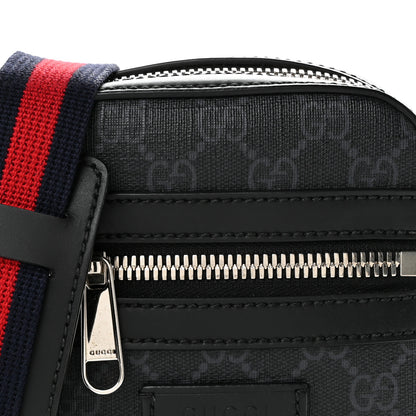 Gucci GG Supreme Monogram Appia Calfskin Web Small Camera Messenger Bag Black Grey 8 of 11