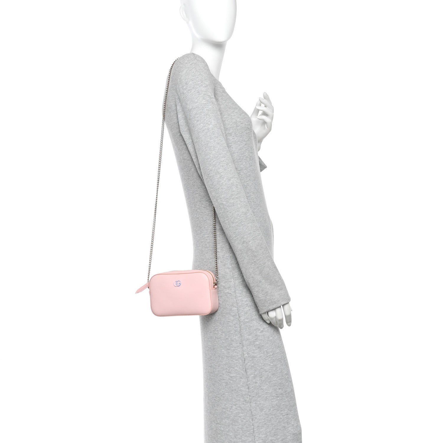 Gucci Dollar Calfskin Enamel Monochrome Super Mini GG Marmont Chain Shoulder Bag Light Pink Blue 2 of 10