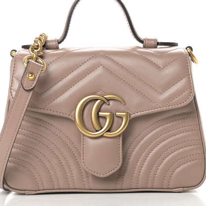 Gucci Calfskin Matelasse Mini GG Marmont Top Handle Shoulder Bag Porcelain Rose 8 of 10
