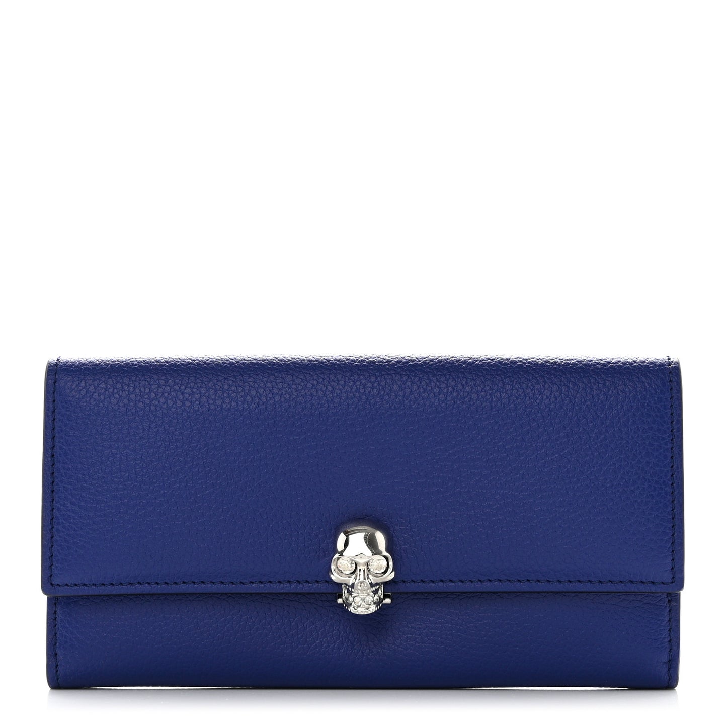 Calfskin Skull Continental Wallet Blue