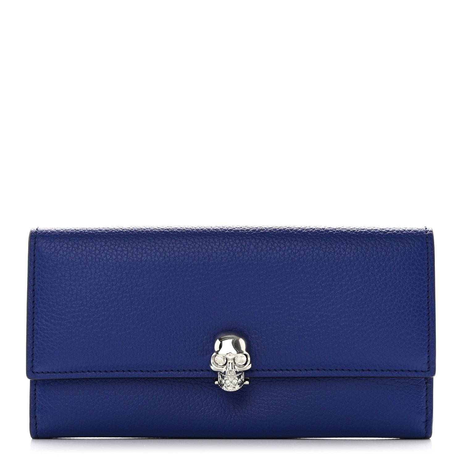 Alexander McQueen Calfskin Skull Continental Wallet Blue 1 of 10