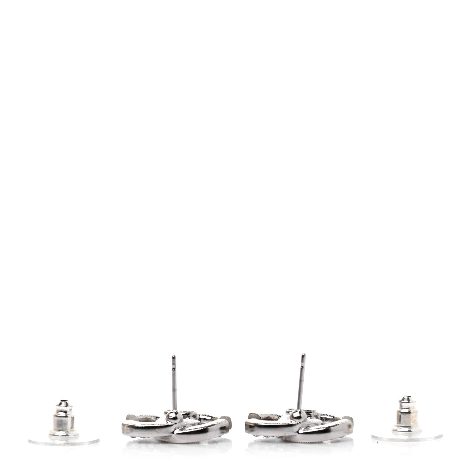 Chanel Crystal CC Earrings Silver 3 of 4