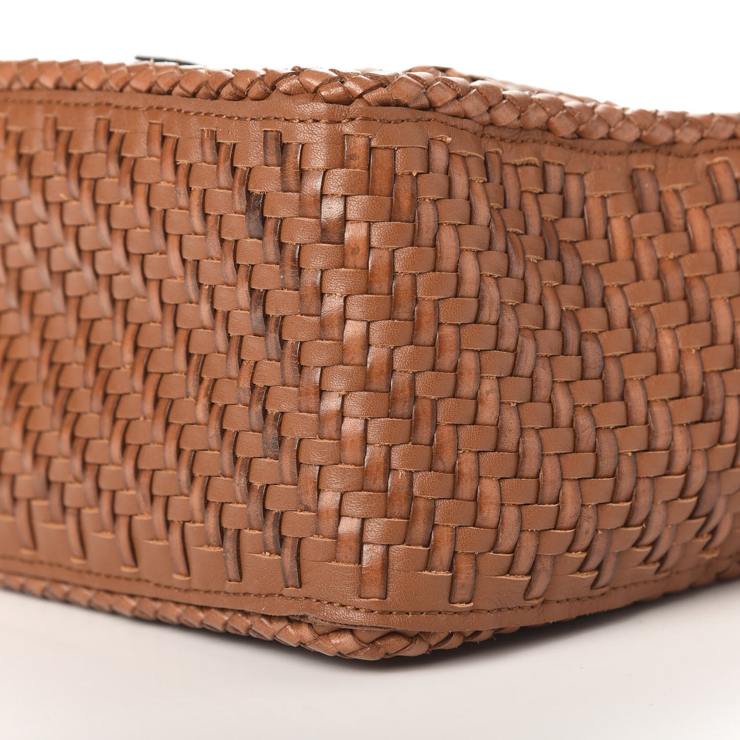 Calfskin Woven Small Puzzle Bag Tan