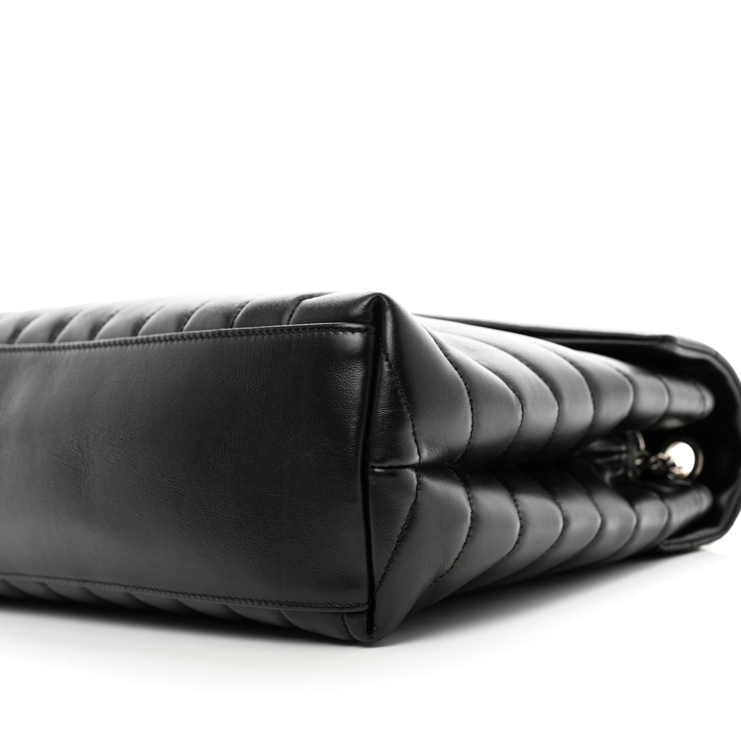 Calfskin Y Quilted Monogram Medium Loulou Chain Satchel Black