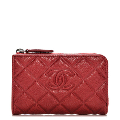 Chanel Caviar Quilted Diamond CC Key Holder Case Dark Pink 1 of 8