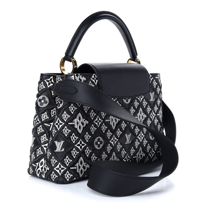 Louis Vuitton Calfskin Since 1854 Embroidered Capucines PM Black 3 of 8