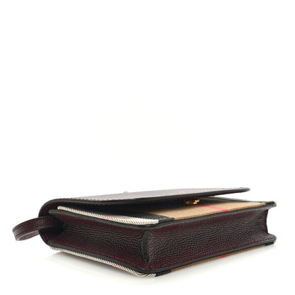 Burberry Grained Calfskin House Check Tartan Mix Hampshire Wallet On Chain Burgundy 4 of 8