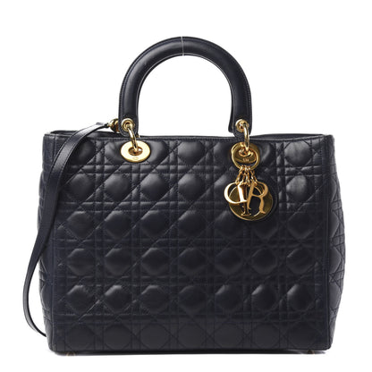 Christian Dior Lambskin Cannage Large Lady Dior Navy Blue 1 of 11