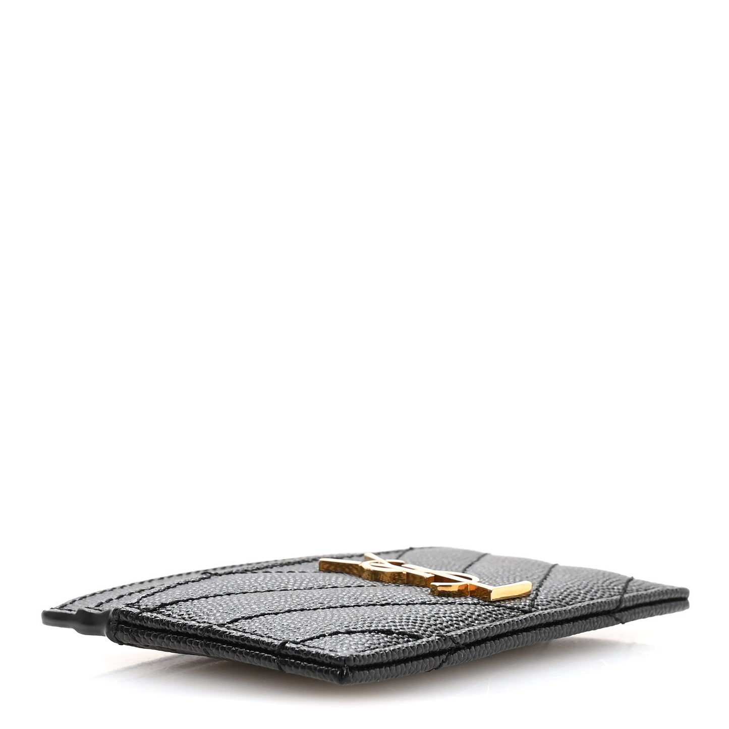 Grain De Poudre Matelasse Chevron Monogram Credit Card Case Black