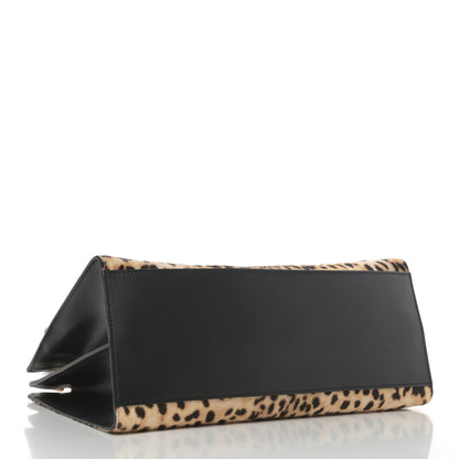 Gucci Calf Hair Bamboo Web Leopard Print Medium Nymphaea Top Handle Bag Black 3 of 4