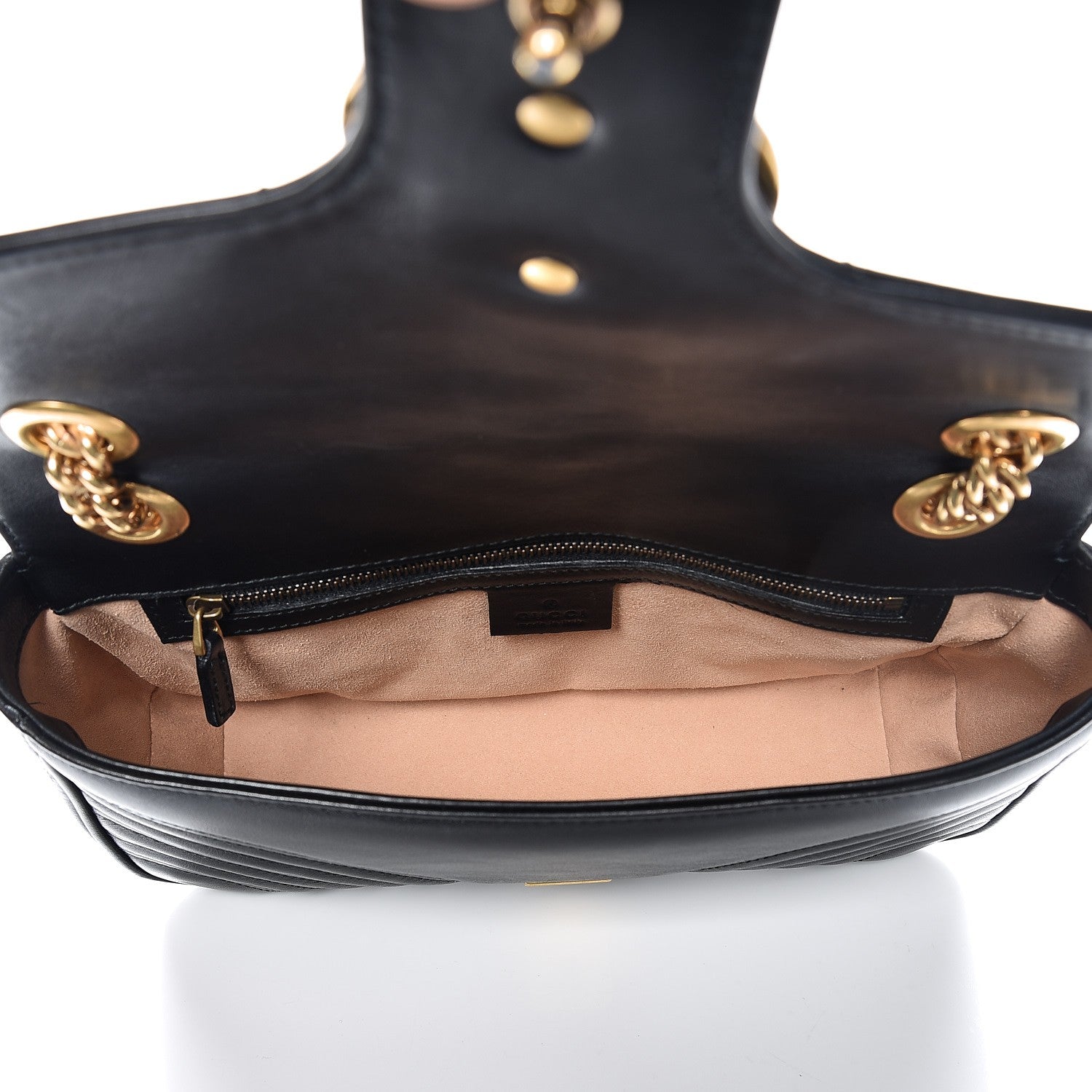 Gucci Calfskin Matelasse Small GG Marmont Shoulder Bag Black 5 of 11