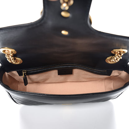 Gucci Calfskin Matelasse Small GG Marmont Shoulder Bag Black 5 of 11