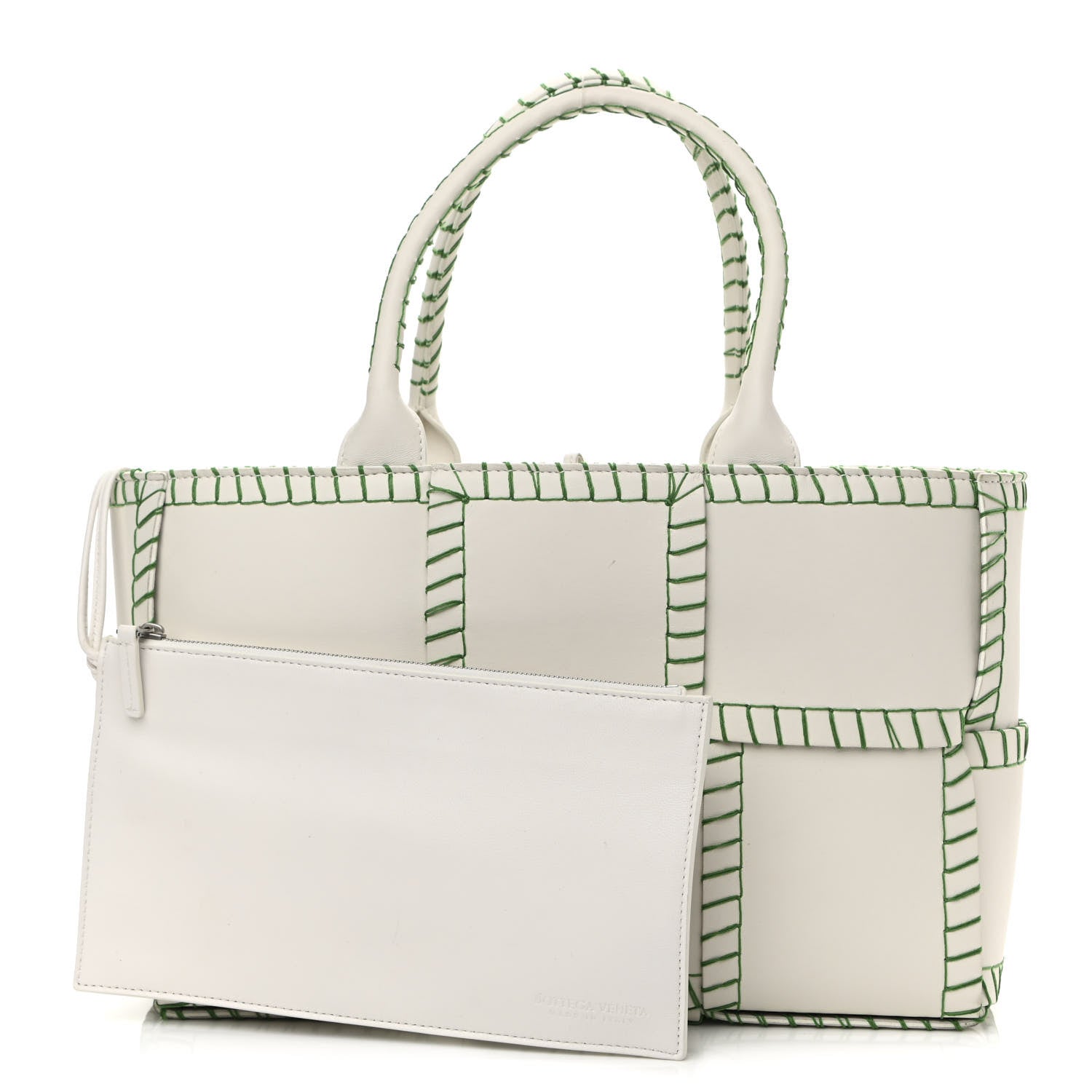 Bottega Veneta Nappa Maxi Intrecciato Overlock Stitched Small Arco Tote White Parakeet 1 of 12