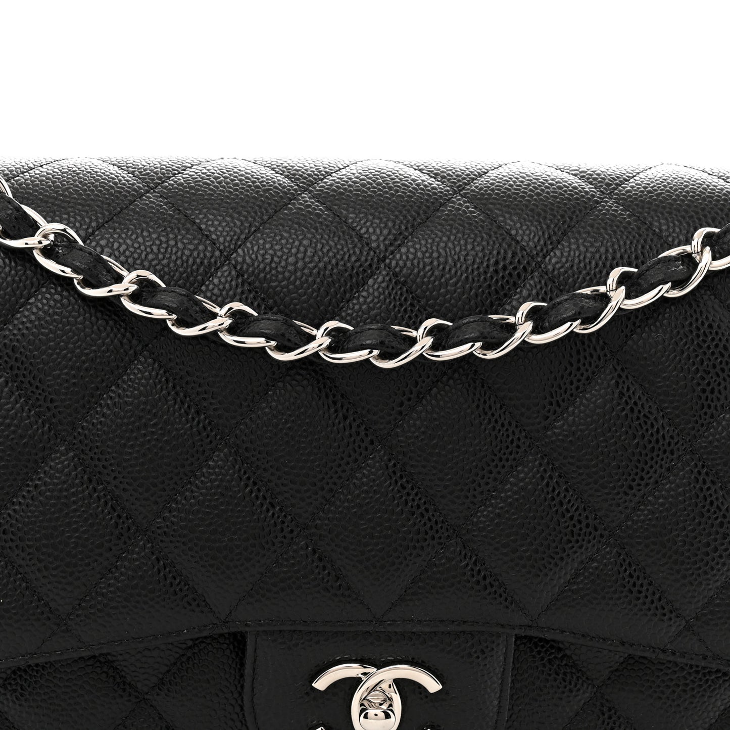 Caviar Quilted Jumbo Double Flap Black