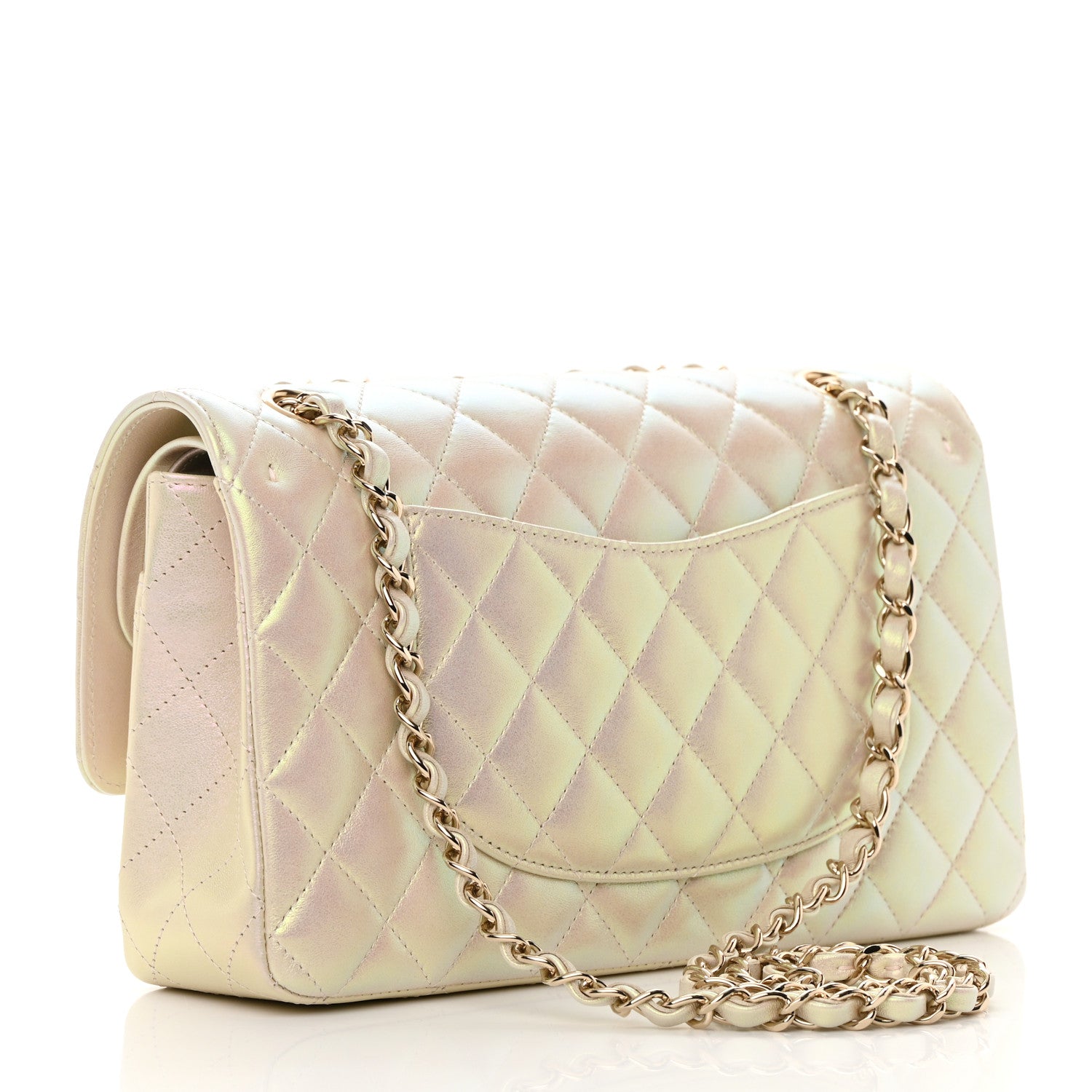 Chanel Iridescent Lambskin Quilted Medium Double Flap Ivory 3 of 16