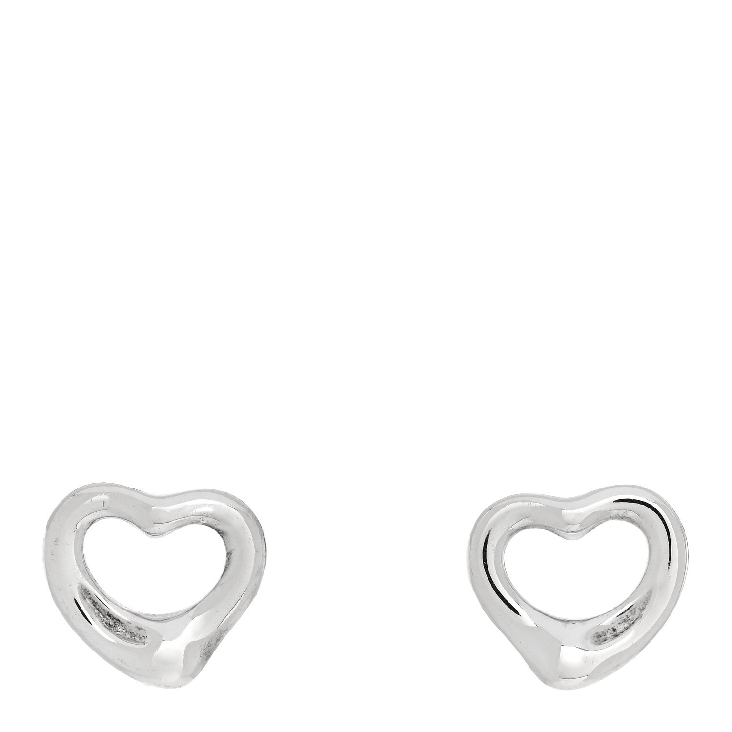 Tiffany Sterling Silver Elsa Peretti 11mm Open Heart Earrings 1 of 5
