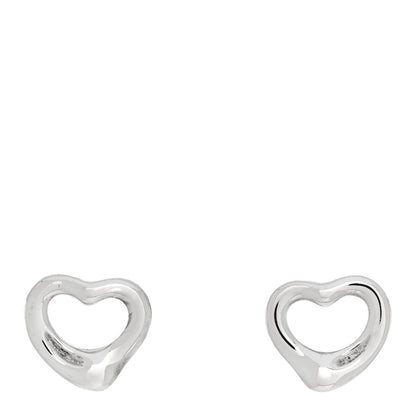 Tiffany Sterling Silver Elsa Peretti 11mm Open Heart Earrings 1 of 5