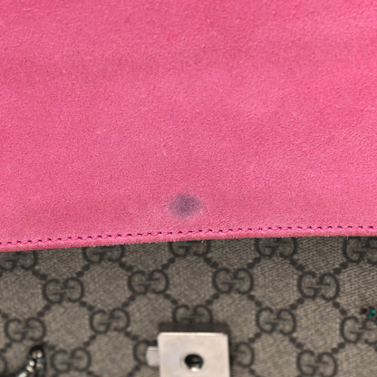 Gucci GG Supreme Monogram Suede Pierced Heart Embroidered Medium Dionysus Shoulder Bag Beige Ebony Pink Tropical Flower 9 of 15