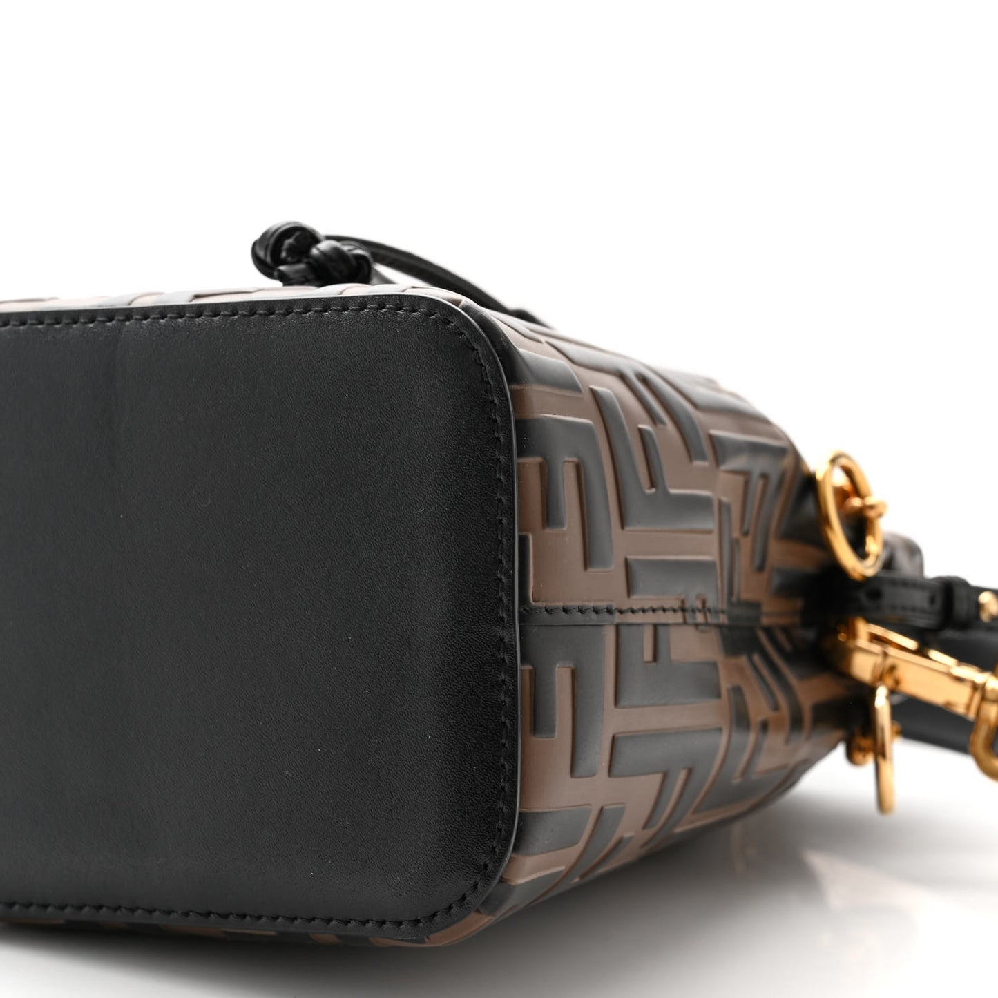 Vitello Liberty F is Fendi Bi-Color FF 1974 Embossed Mini Mon Tresor Bucket Bag Maya Black