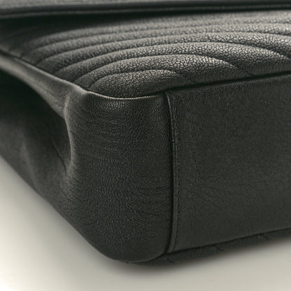 Saint Laurent Sheepskin Matelasse Chevron Monogram Large College Satchel Black 9 of 10