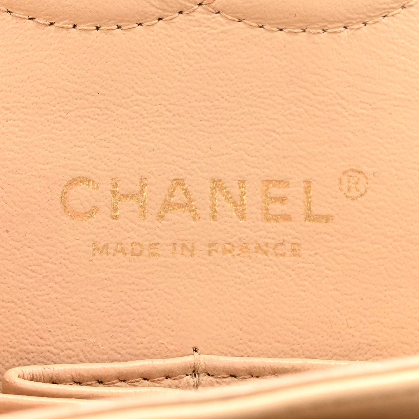 Lambskin Quilted Medium Double Flap Beige