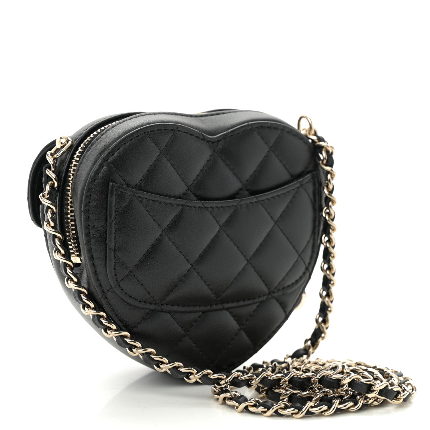 Chanel Lambskin Quilted CC In Love Heart Clutch With Chain Black 3 of 11