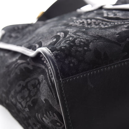Gucci Nubuck Brocade Medium Soft Stirrup Shoulder Bag Black 11 of 15