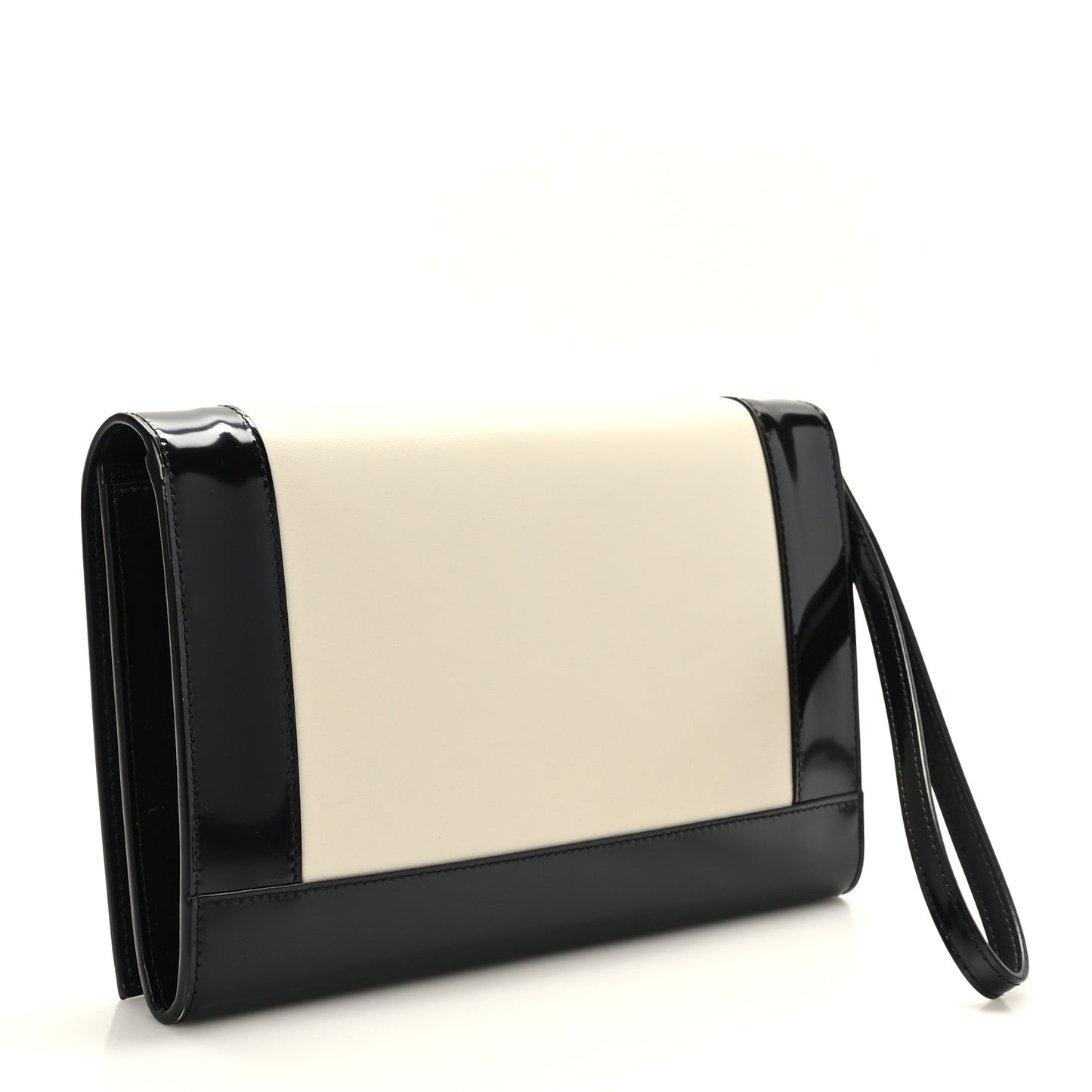 Nappa Patent Calfskin Two-Toned Monogram Pouch Alabastro Black