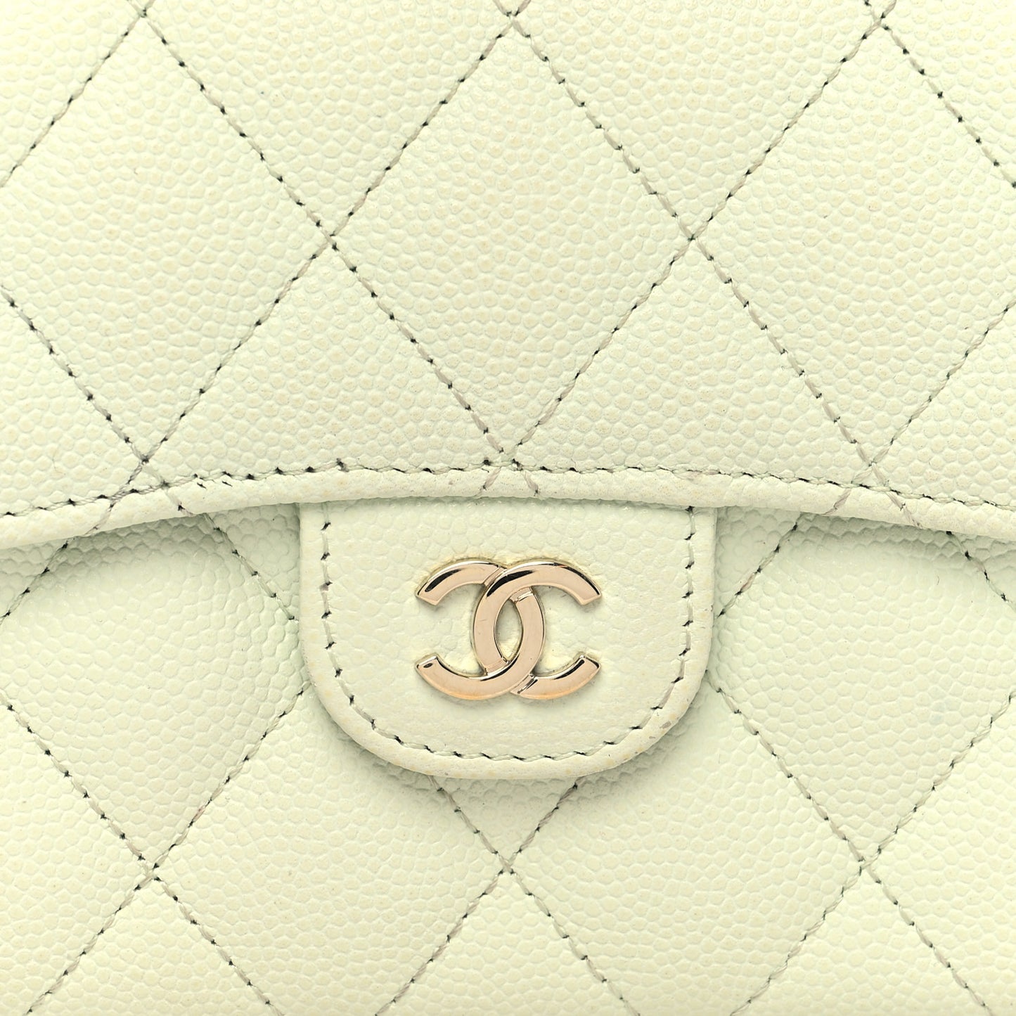 Caviar Quilted Compact Flap Wallet Light Green