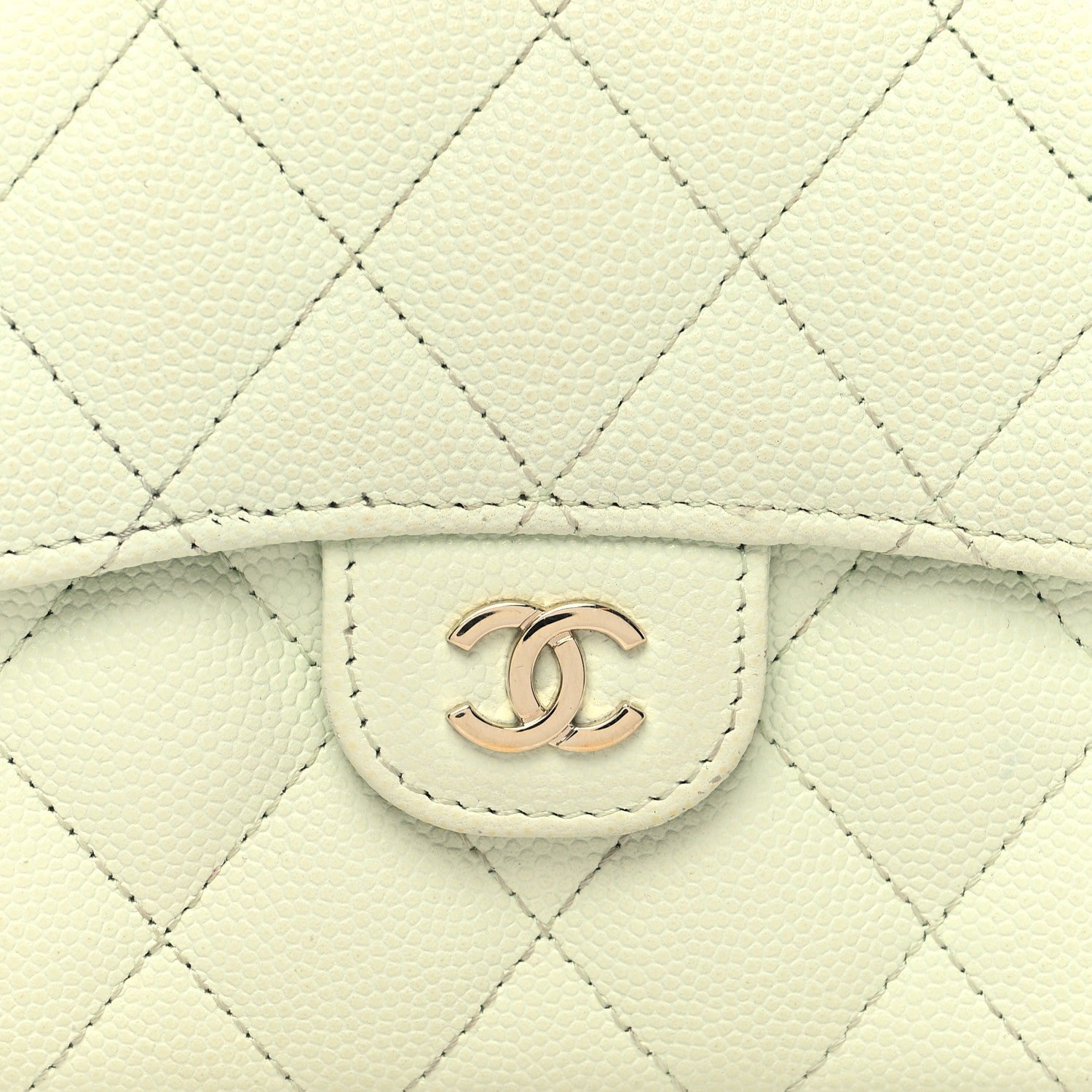Chanel Caviar Quilted Compact Flap Wallet Light Green 9 of 12