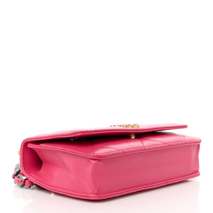 Chanel Lambskin Quilted Chanel 19 Wallet On Chain WOC Dark Pink 4 of 11