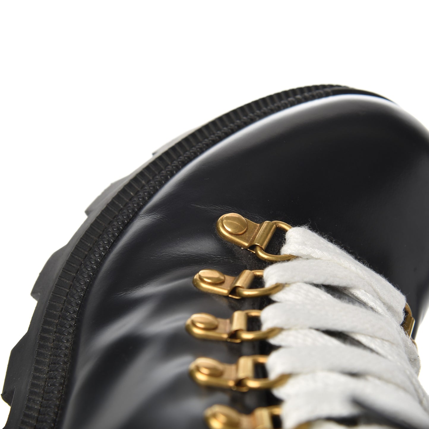 Calfskin Sylvie Web Lace Up Combat Boots 36 Black