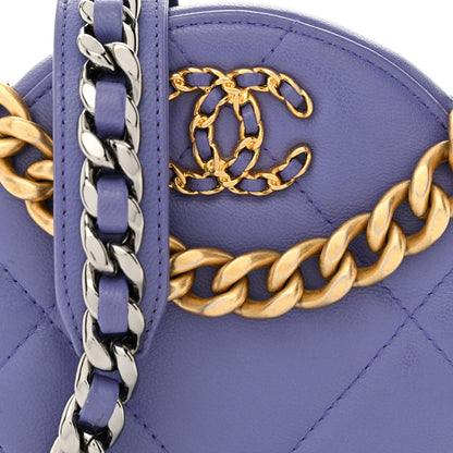 Chanel Lambskin Quilted Chanel 19 Round Clutch With Chain Purple 8 of 11