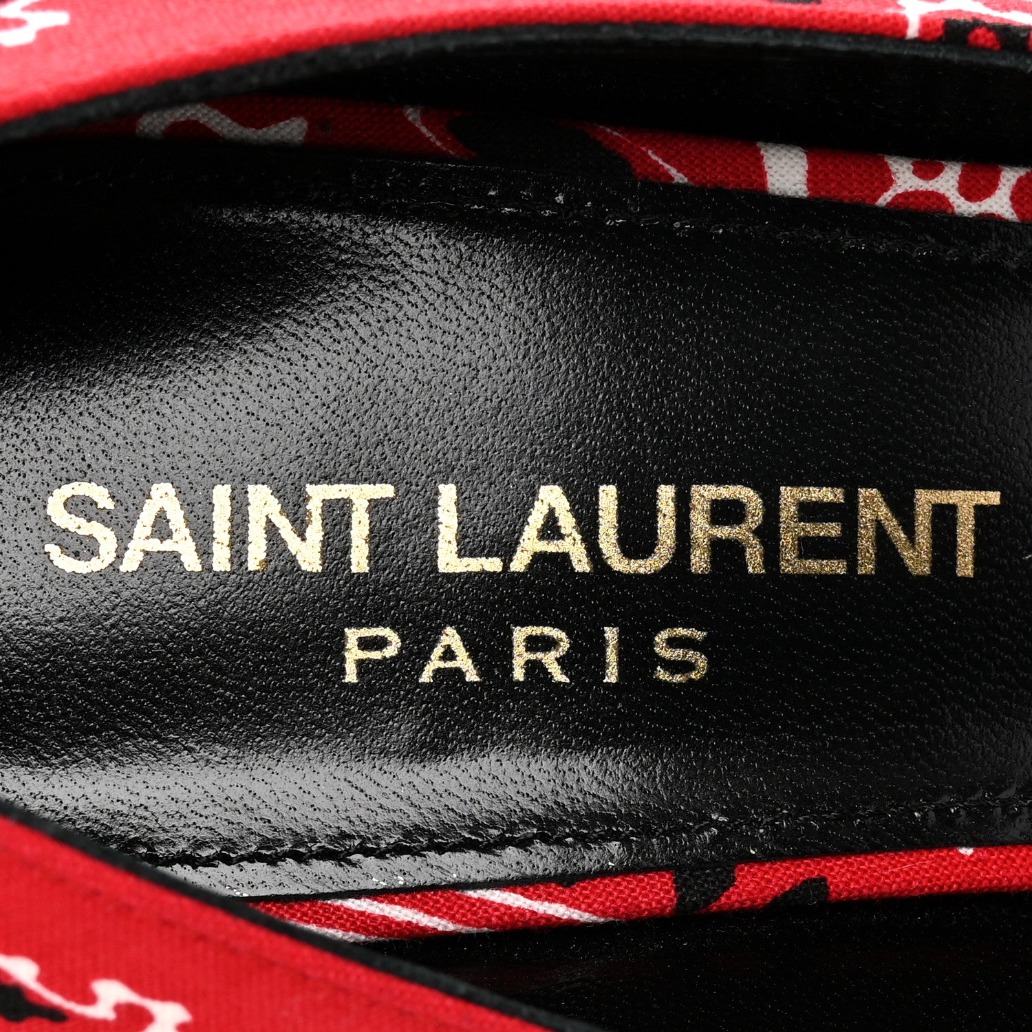 Saint Laurent Bandana Charlotte Kitten Heel Pumps 37 Red 7 of 9