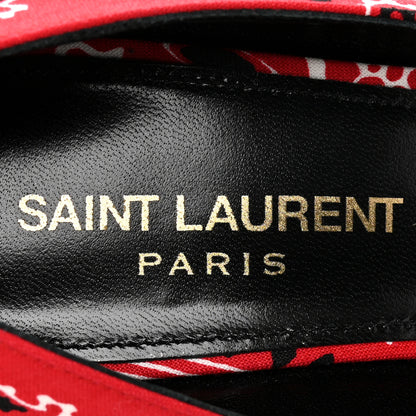 Saint Laurent Bandana Charlotte Kitten Heel Pumps 37 Red 7 of 9