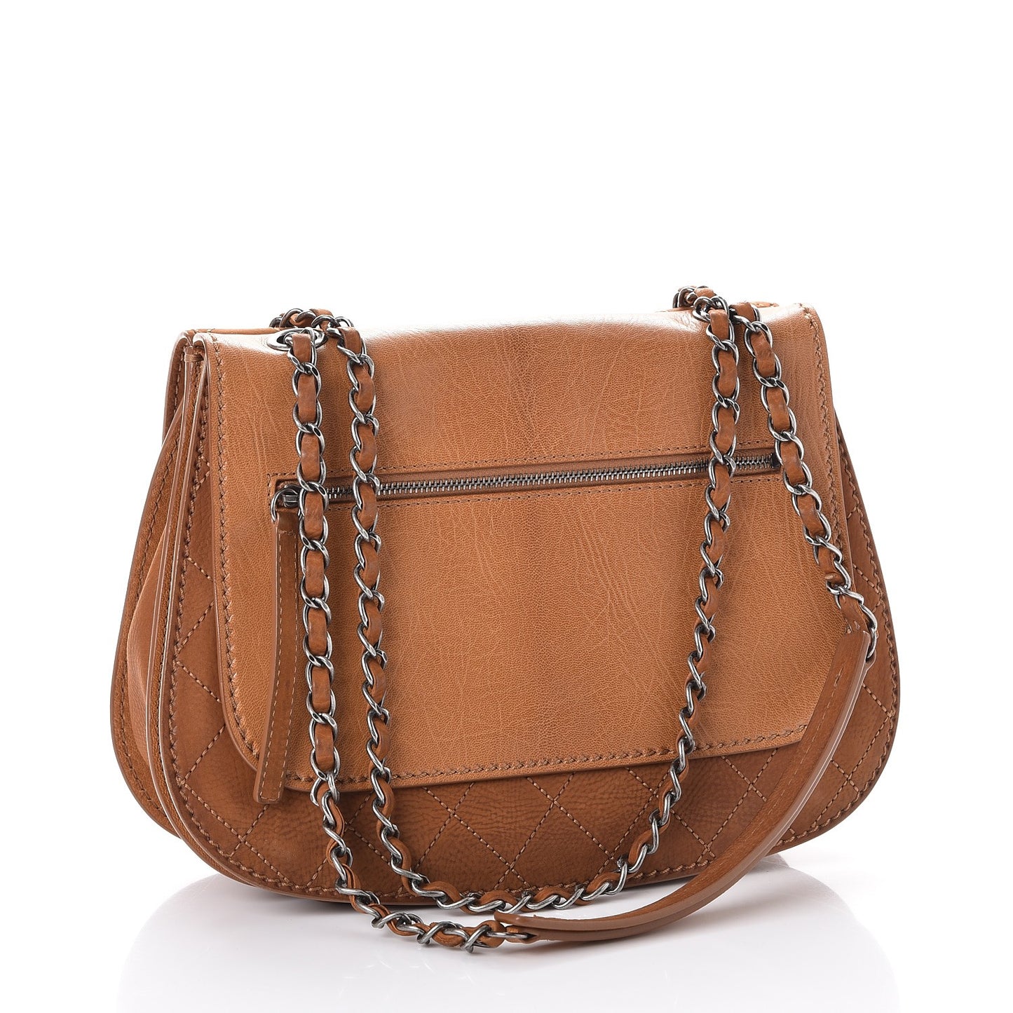 Suede Quilted Coco Twin Large Flap Brown