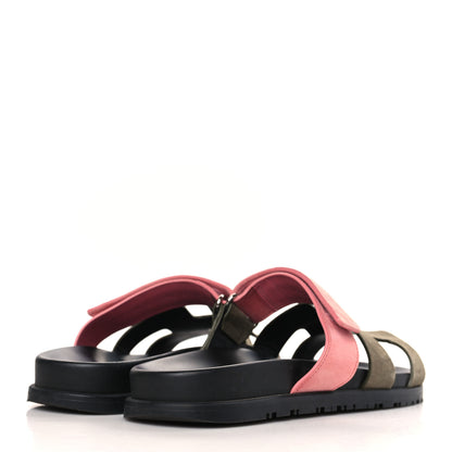 Hermes Suede Goatskin Womens Chypre Sandals 39.5 Toundra Rose Du Desert 4 of 8