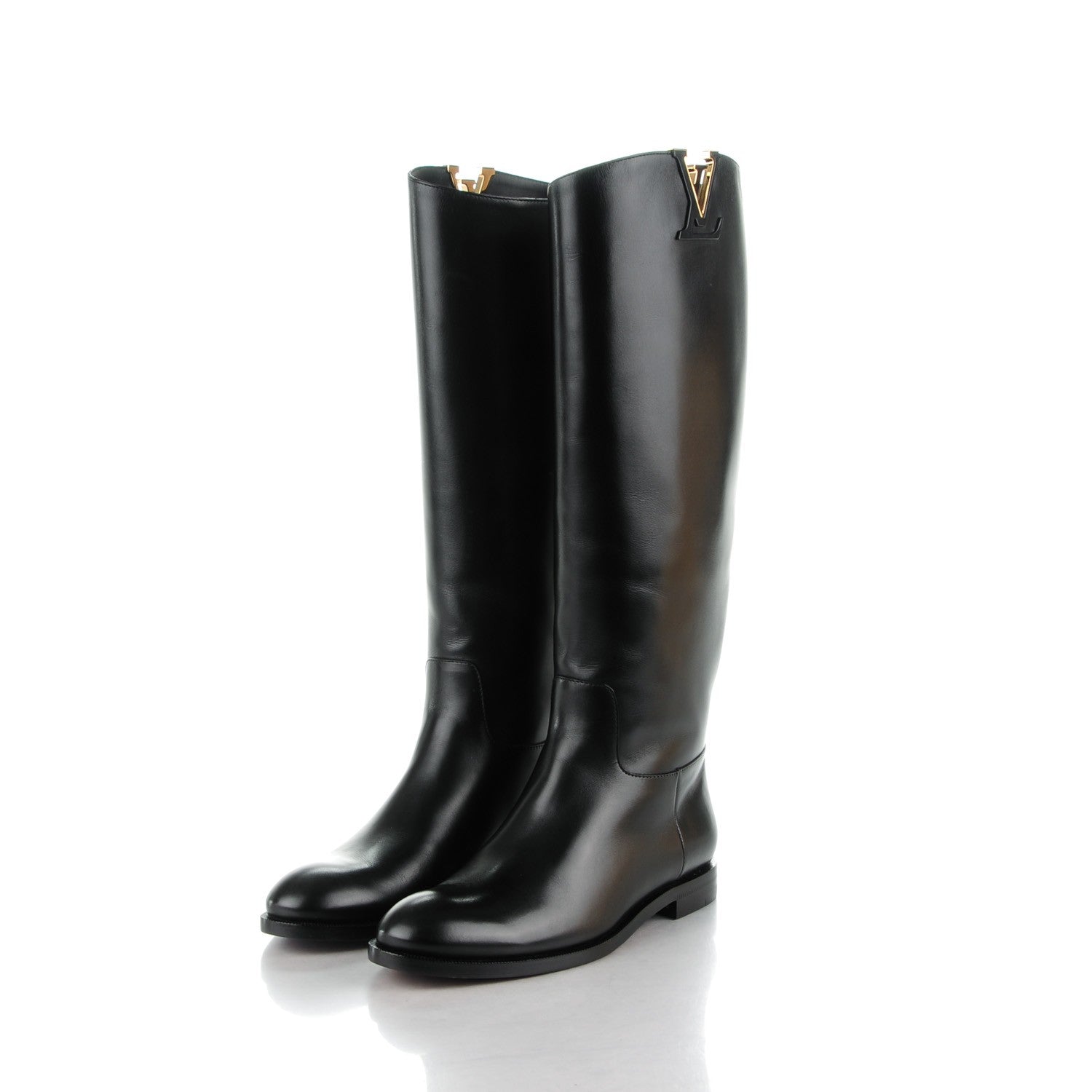 Louis Vuitton Heritage Flat High Boots 35.5 Black 3 of 9