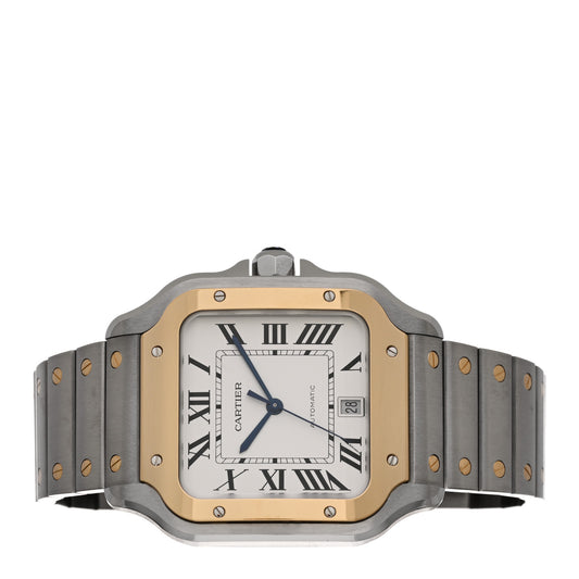 Stainless Steel 18K Yellow Gold 39.8mm Santos De Cartier Automatic Watch