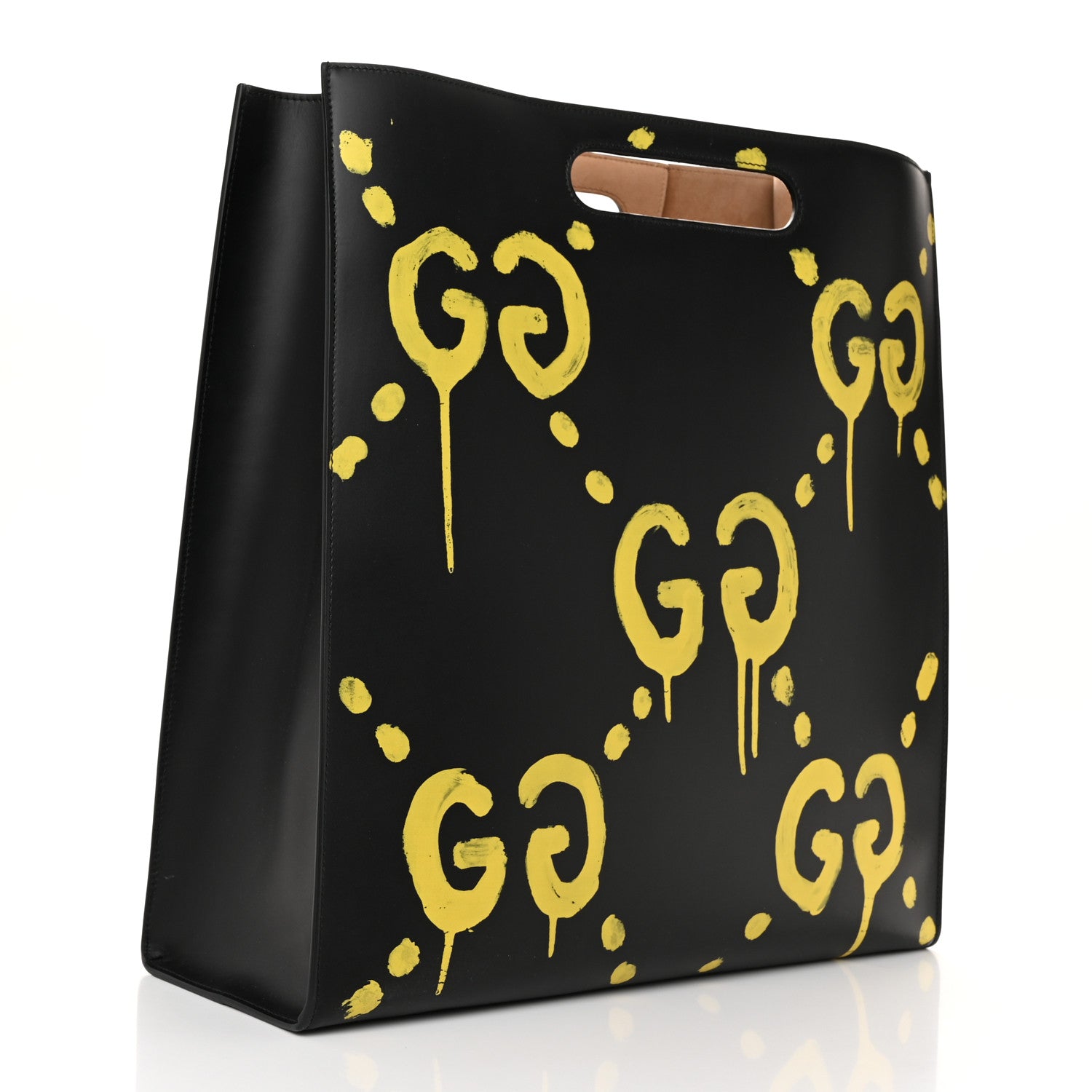 Gucci Calfskin GucciGhost Real Large XL Tote Black Yellow 3 of 9