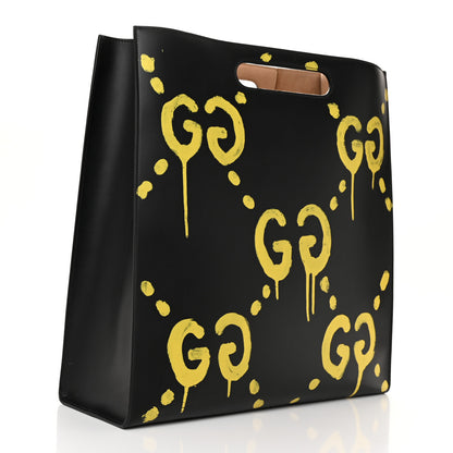 Gucci Calfskin GucciGhost Real Large XL Tote Black Yellow 3 of 9