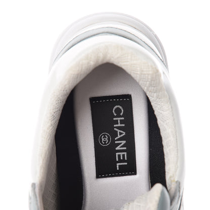 Chanel Patent Calfskin CC Womens Sneakers 37 White Light Blue 7 of 11
