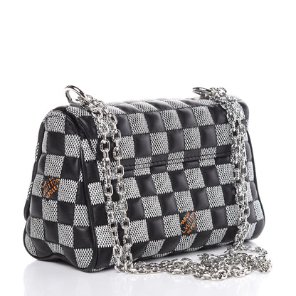 Louis Vuitton Calfskin Damier Twist Shoulder Bag BB Black White 3 of 9