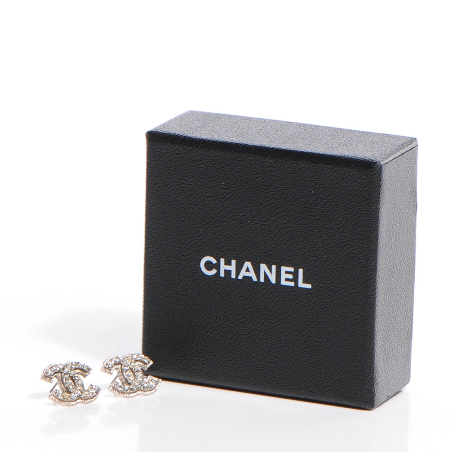 Chanel Crystal CC Earrings Silver 5 of 5